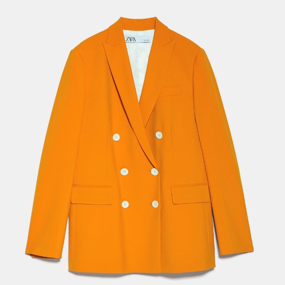 Zara contrast button orange blazer